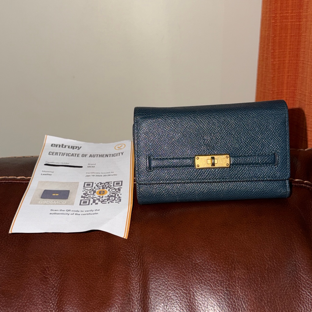 Authentic Mulberry Blue Leather Trifold Wallet